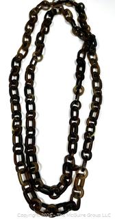Amber Lucite Link Necklace with 14KT Gold Accent Links.  45"