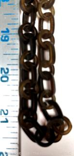 Amber Lucite Link Necklace with 14KT Gold Accent Links.  45"
