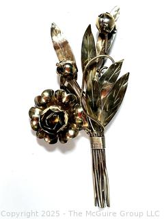 Sterling Silver Flower Bouquet Brooch