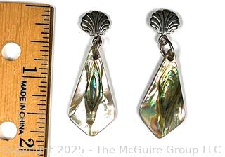Pair of Abalone Shell Drop Earrings with Sterling Silver Mounts