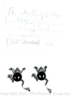 Two (2) Sterling Silver with Onyx Frog Jewelry Parts