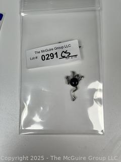 Two (2) Sterling Silver with Onyx Frog Jewelry Parts