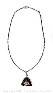 Tibetan Sterling Silver Bell Pendant with Tiger  on Chain Necklace