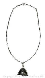 Tibetan Sterling Silver Bell Pendant with Tiger  on Chain Necklace