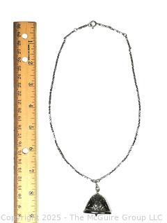 Tibetan Sterling Silver Bell Pendant with Tiger  on Chain Necklace