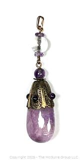 Amethyst Drop Pendant with Cabochon Decoration
