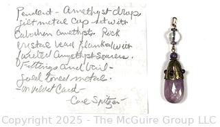 Amethyst Drop Pendant with Cabochon Decoration