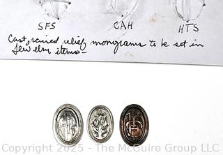 Three (3) Cast Relief Monograms for Jewelry Making