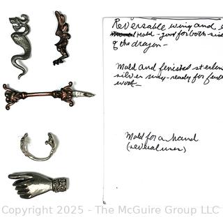 Victorian Cast Sterling Silver Decorations for Jewelry Making