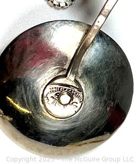 Modernist Sterling Silver Disc Pendant with Amethyst Center on Chain Necklace, Made in Mexico