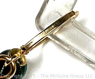Polished Malachite Drop Earrings with 14KT Yellow Gold Findings.