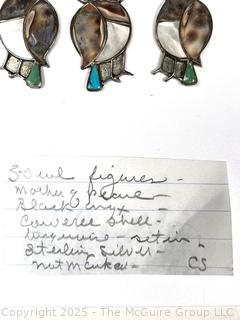 Three (3) Stone Inset Owl Decorations for Jewelry Making