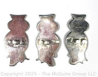 Three (3) Stone Inset Owl Decorations for Jewelry Making
