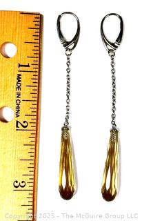 Faceted Lemon Citrine Drop Earrings on Sterling Silver Chain and Mounts.