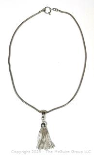 Sterling Silver Tassel Pendant on Heavy Chain Necklace