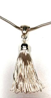 Sterling Silver Tassel Pendant on Heavy Chain Necklace