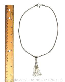 Sterling Silver Tassel Pendant on Heavy Chain Necklace
