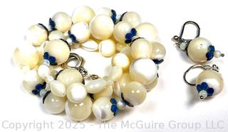 Mother of Pearl Bead Necklace with Matching Drop Earrings