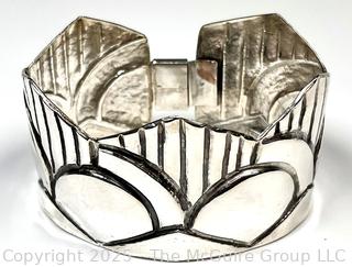 Embossed Sheet Sterling Silver Chased Design Cuff Bracelet