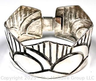 Embossed Sheet Sterling Silver Chased Design Cuff Bracelet