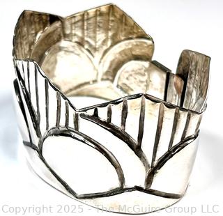 Embossed Sheet Sterling Silver Chased Design Cuff Bracelet