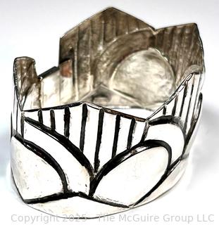 Embossed Sheet Sterling Silver Chased Design Cuff Bracelet