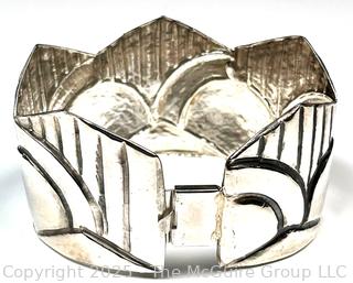 Embossed Sheet Sterling Silver Chased Design Cuff Bracelet