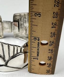 Embossed Sheet Sterling Silver Chased Design Cuff Bracelet