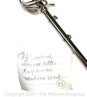 Sword Letter Opener in Scabbard.  9 1/2"