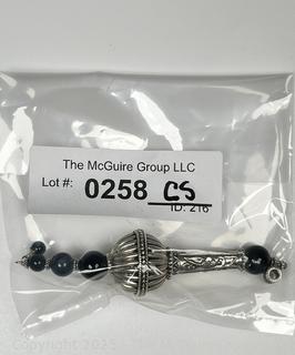 Ornate Sterling Silver with Onyx Bead Pendant