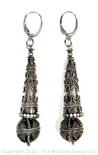 Ornate Sterling Silver Bead Drop Earrings