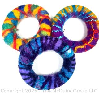 Three (3) Artisan Made Felt Bangle Bracelets