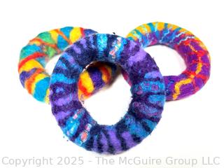 Three (3) Artisan Made Felt Bangle Bracelets