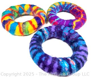 Three (3) Artisan Made Felt Bangle Bracelets