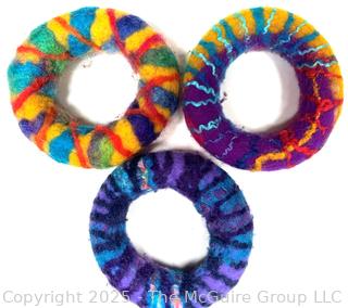 Three (3) Artisan Made Felt Bangle Bracelets