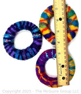 Three (3) Artisan Made Felt Bangle Bracelets