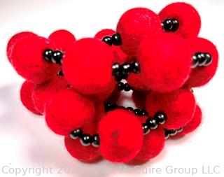 Red and Black Artisan Made Felt Bead Necklace