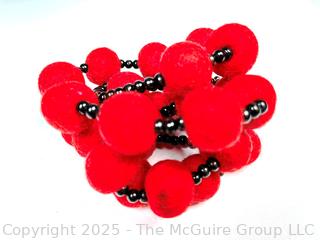 Red and Black Artisan Made Felt Bead Necklace