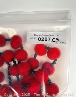 Red and Black Artisan Made Felt Bead Necklace