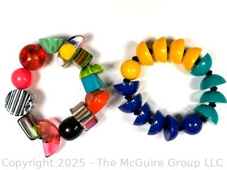 Two (2) Bright Geometric Lucite Bracelets for Prue by Zsiska