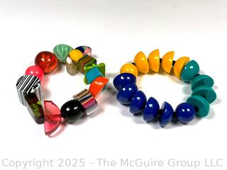 Two (2) Bright Geometric Lucite Bracelets for Prue by Zsiska