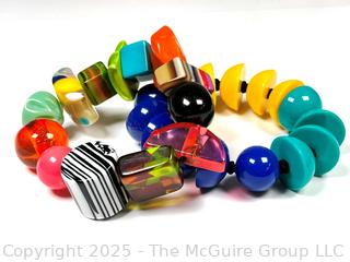 Two (2) Bright Geometric Lucite Bracelets for Prue by Zsiska