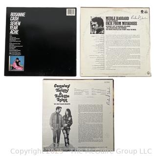 Three (3) Vinyl LP Records: Roseanne Cash, Merle Haggard, and Loretta Lynn & Conway Twitty