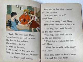 Two (2) Childrens Readers Books, Some Pages Torn. 