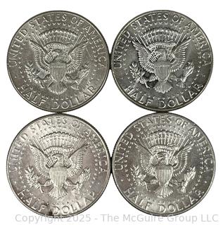 Four (4) Kennedy Half Dollar Coins. All 1966