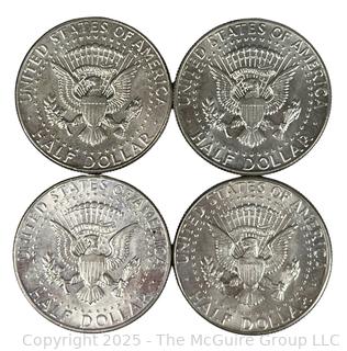 Four (4) Kennedy Half Dollar Coins. All 1966