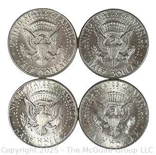 Four (4) Kennedy Half Dollar Silver Coins. All 1964 (some luster)