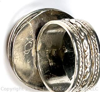Lapis Lazuli Round Center with Silver Band Ring Signed by Artist.
