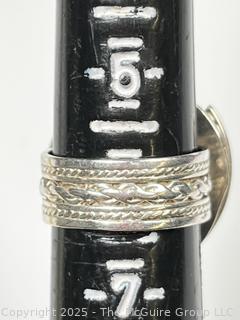 Lapis Lazuli Round Center with Silver Band Ring Signed by Artist.