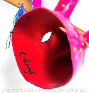 Two (2) Miniature Puerto Rican Paper Mache Vejigante Carnival Masks